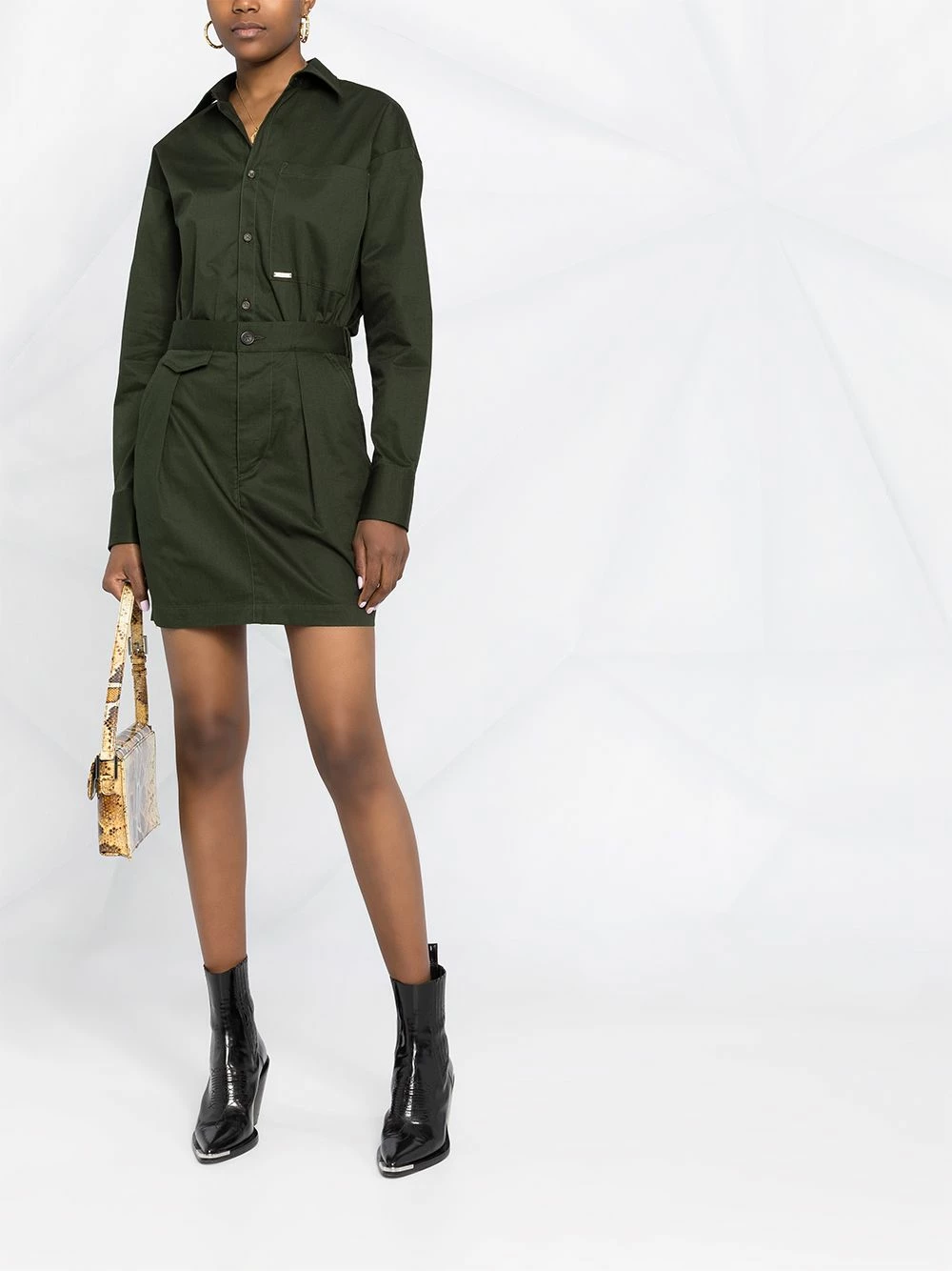 Prix Favorable Dsquared2 Robe chemise ceinturée à poche poitrine robes de jour femme 4 Dsquared2 robe-chemise ceinturée à poche poitrine