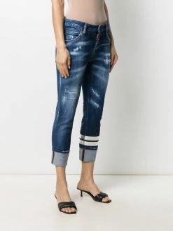 Qualité Fiable Dsquared2 Jean court à effet usé jeans skinny femme 11 Dsquared2 jean court à effet usé