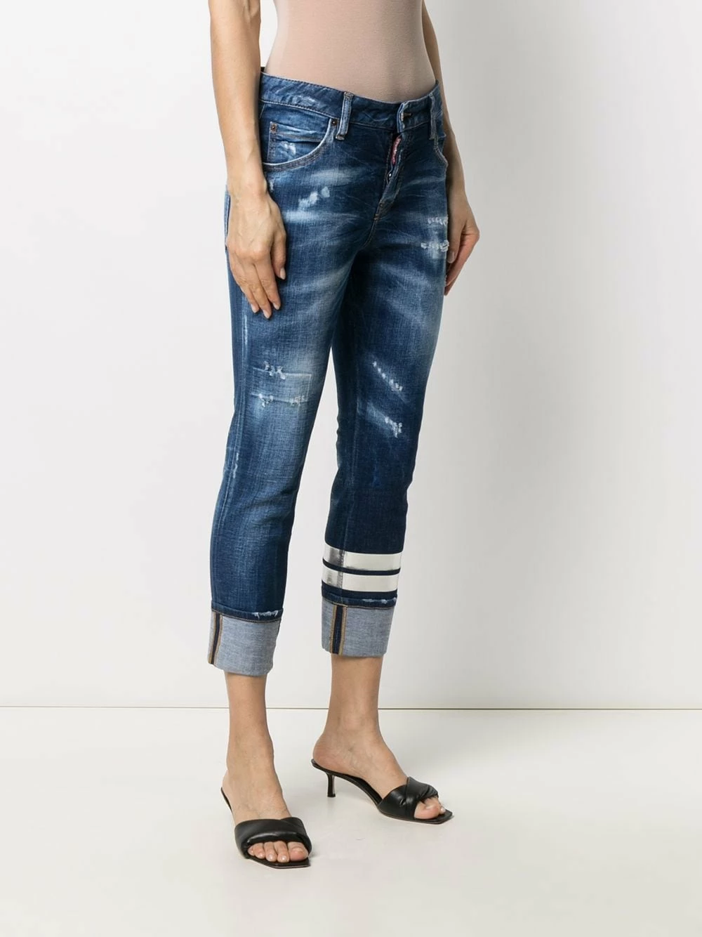 Qualité Fiable Dsquared2 Jean court à effet usé jeans skinny femme 5 Dsquared2 jean court à effet usé