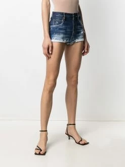 Qualité garantie 100% Dsquared2 Short en jean à effet délavé shorts courts femme 9 Dsquared2 short en jean à effet délavé