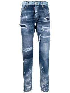 Dsquared2 jean slim à finitions effilochées
