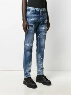 Dsquared2 jean slim à finitions effilochées