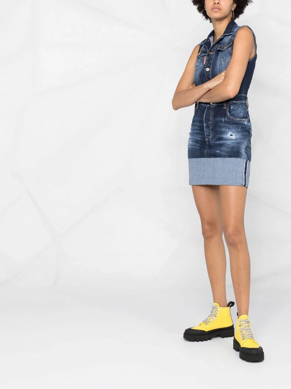 Dsquared2 Robe courte en jean à effet usé Prix Accessible robes de jour femme 6 Dsquared2 robe courte en jean à effet usé