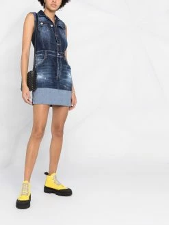Dsquared2 robe courte en jean à effet usé