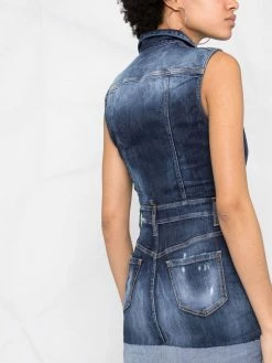 Dsquared2 Robe courte en jean à effet usé Prix Accessible robes de jour femme 12 Dsquared2 robe courte en jean à effet usé