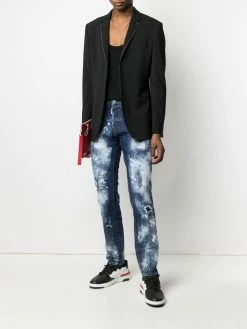 Dsquared2 jean droit à effet délavé