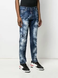 Dsquared2 jean droit à effet délavé