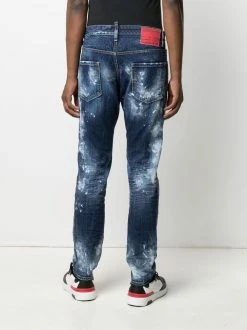 Dsquared2 jean droit à effet délavé
