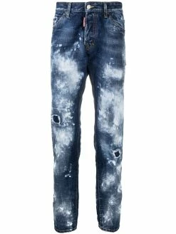Dsquared2 jean droit à effet délavé