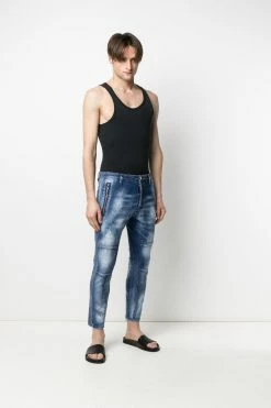 Dsquared2 jean crop à effet usé