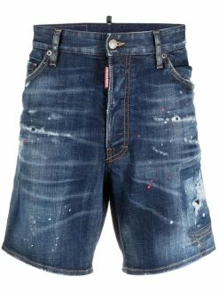 Dsquared2 short en jean à effet usé