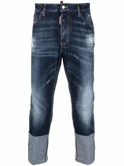 Dsquared2 jean Skater crop à effet usé