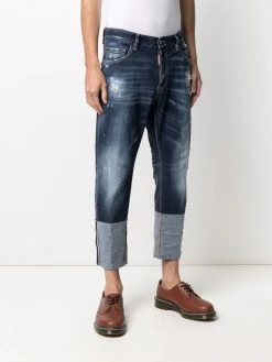 Dsquared2 jean Skater crop à effet usé