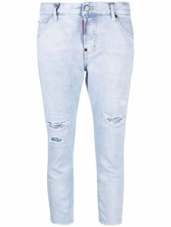 Dsquared2 jean court skinny à effet usé