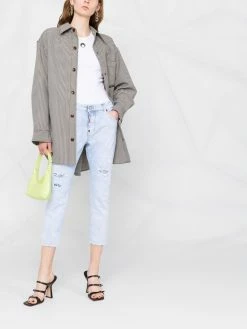 Dsquared2 jean court skinny à effet usé