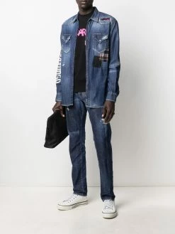 Dsquared2 jean droit à détails effilochés
