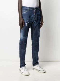 Dsquared2 jean droit à détails effilochés