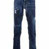 Dsquared2 jean droit à détails effilochés