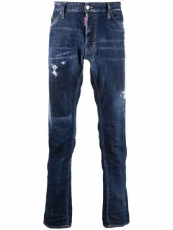 Dsquared2 jean droit à détails effilochés