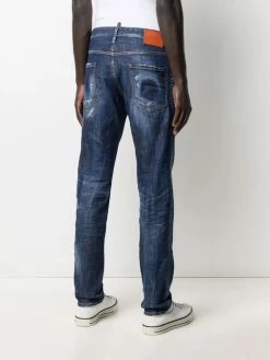 Dsquared2 jean droit à détails effilochés