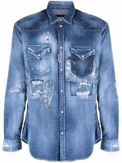 Dsquared2 chemise en jean à effet délavé