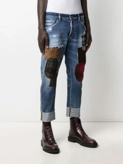 Bon Rapport Coût-Efficacité Dsquared2 Jean court à détails de patchs jeans courts homme 11 Dsquared2 jean court à détails de patchs