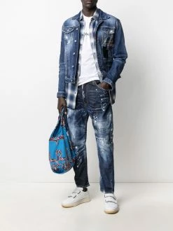 Dsquared2 jean droit à effet usé
