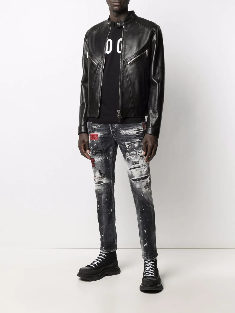 Dsquared2 Réduction Jean slim à slogan imprimé jeans slim homme 4 Dsquared2 jean slim à slogan imprimé