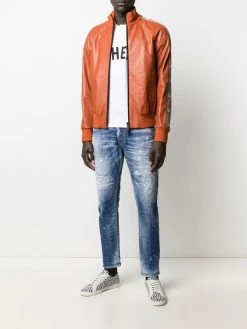 Dsquared2 veste en cuir à détails rayés