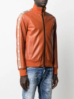 Dsquared2 veste en cuir à détails rayés