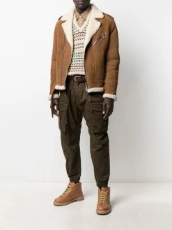 Dsquared2 veste en cuir à fermeture zippée