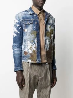 Dsquared2 Veste en jean à effet usé Prix d’Amis vestes en jean homme 9 Dsquared2 veste en jean à effet usé