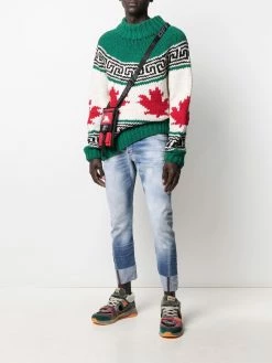 Dsquared2 pull en maille intarsia à col montant