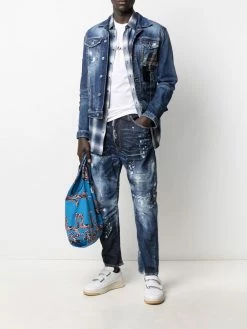 Dsquared2 veste en jean à carreaux