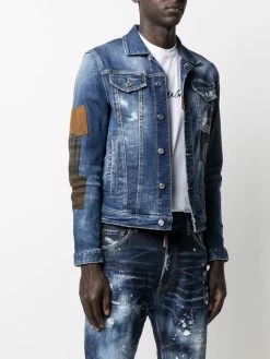 Dsquared2 veste en jean à carreaux