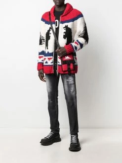 Dsquared2 pull en maille intarsia à fermeture zippée