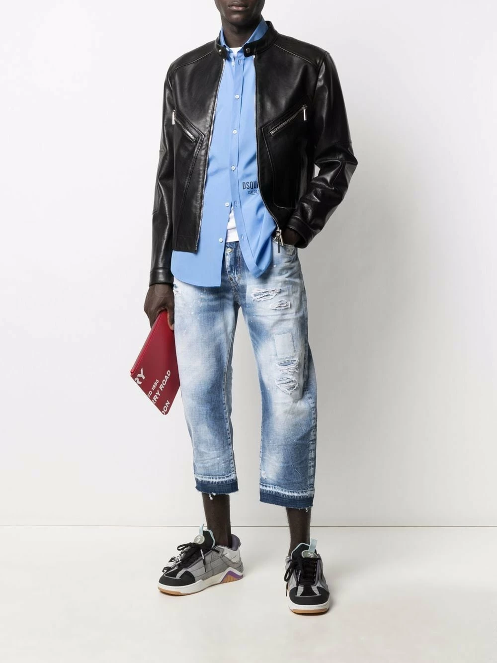 Dsquared2 Soldes En Ligne Veste zippée en cuir vestes en cuir homme 4 Dsquared2 veste zippée en cuir