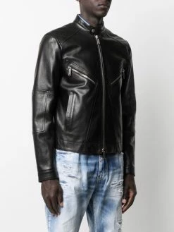 Dsquared2 Soldes En Ligne Veste zippée en cuir vestes en cuir homme 9 Dsquared2 veste zippée en cuir