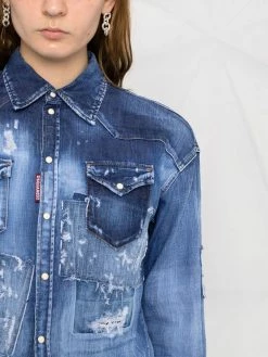 Dsquared2 chemise en jean à effet usé