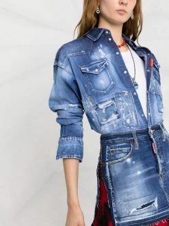 Dsquared2 chemise en jean à effet usé