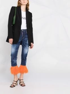 Dsquared2 pantalon court orné de plumes