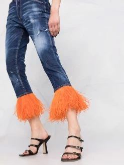 Dsquared2 pantalon court orné de plumes
