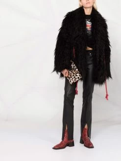 Dsquared2 manteau ceinturé en peau retournée