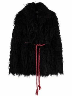 Dsquared2 manteau ceinturé en peau retournée