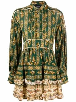 Dsquared2 robe-chemise plissée à fleurs