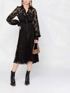 Dsquared2 robe-chemise mi-longue à fleurs en dentelle