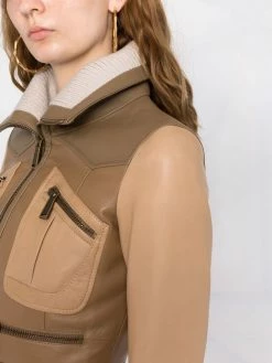 Dsquared2 veste en cuir à empiècements contrastants