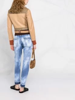 Dsquared2 veste en cuir à empiècements contrastants