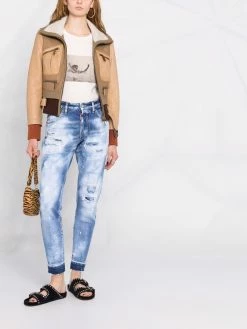 Dsquared2 veste en cuir à empiècements contrastants