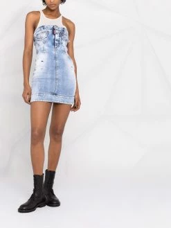 Dsquared2 robe-bustier à effet délavé
